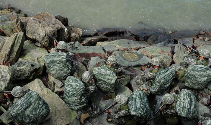 한국 해병대 전투복 위장 수준을 보여주는 사진 한 장 - 인사이트