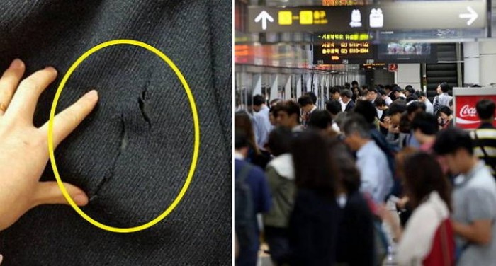 엉덩이 만지고 코트까지 찢고 도망간 지하철 변태男