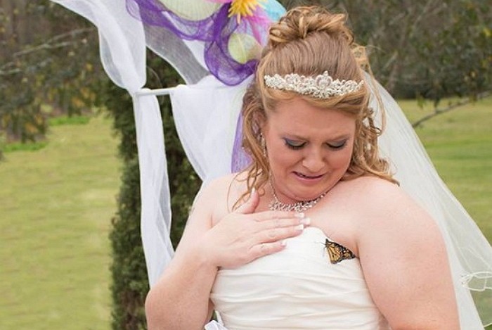 딸 떠나보낸 엄마의 웨딩드레스에 내려앉은 나비