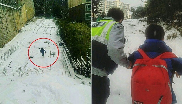 눈보러 야산 놀러갔다가 길잃은 11살 꼬마 (사진)
