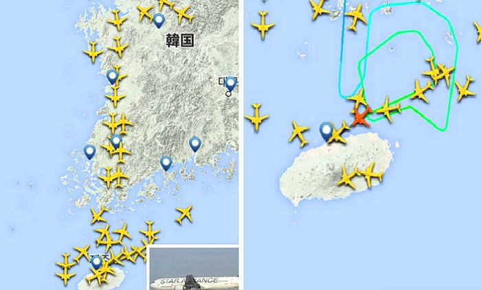 어제 제주도 근처 비행기 이착륙 상황 (사진)