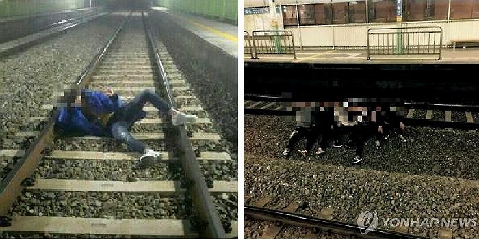 “기찻길에 누워서 사진 찍지 마세요”