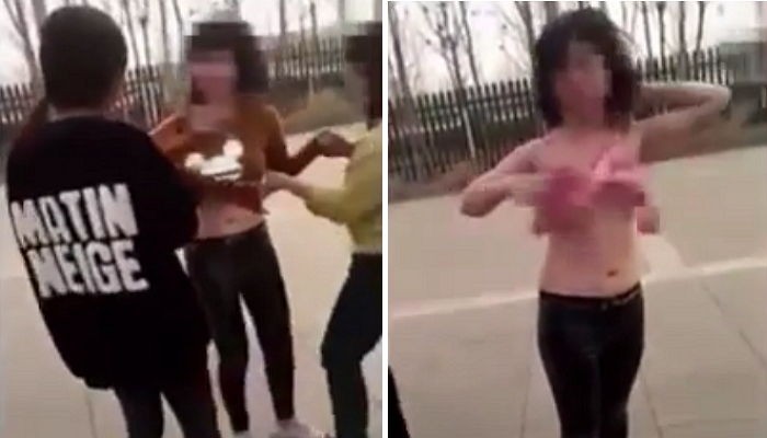 대낮에 속옷 벗기며 여중생 폭행하는 10대들 (영상)