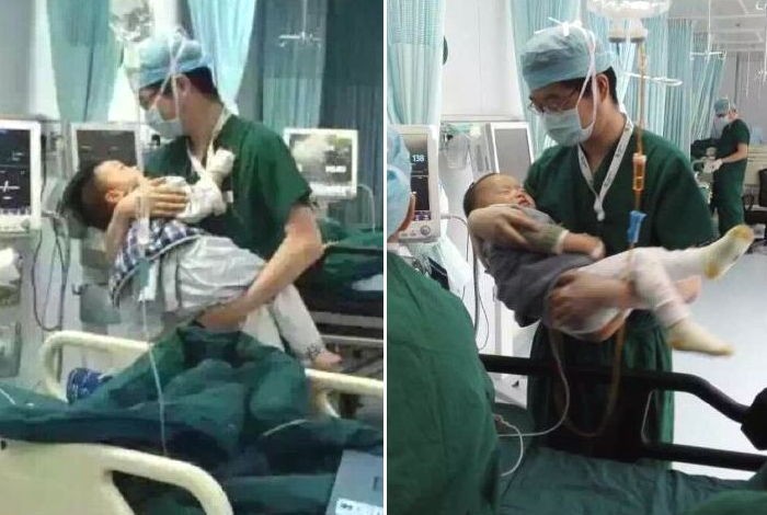 수술을 끝낸 의사는 환자를 30분 동안 안고 있었다