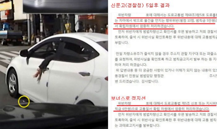 “담배꽁초 버린 운전자를 신고해보았습니다” (영상)