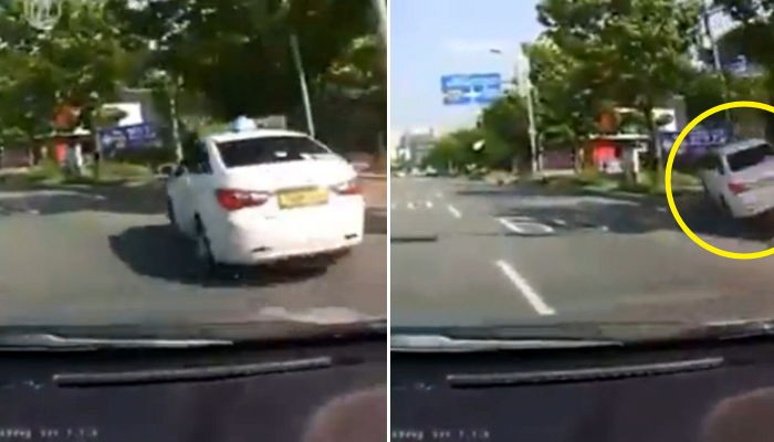 불법 유턴으로 택시 전복 사고낸 여성이 한 말 (영상)