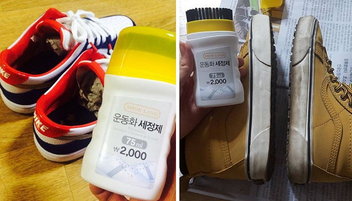 힘 안 들이고 운동화 빨 수 있는 2천원짜리 ‘다이소 세정제’