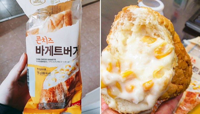 옥수수 알갱이 톡톡 씹히는 CU ‘콘치즈 바게트 버거’ 인기