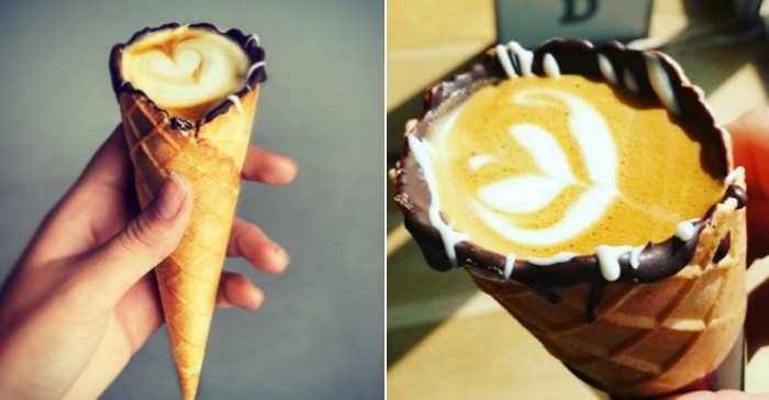 아이스크림 와플 콘으로 마시는 달콤 라테 (사진)