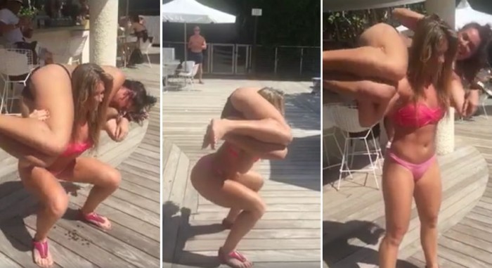 친구를 어깨에 메고 ‘스쿼트’ 하는 괴력의 여성 (영상)