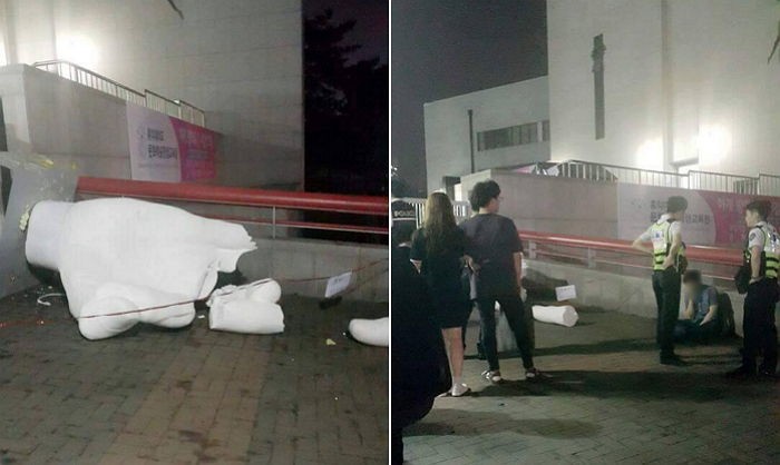 홍대 ‘일베 조각상’ 파괴 당시 경찰 출동 상황 (사진)