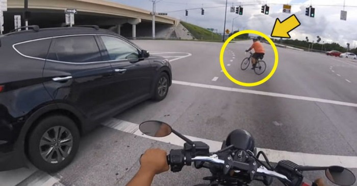 도로에서 난폭하게 자전거 타던 남성의 최후 (영상)