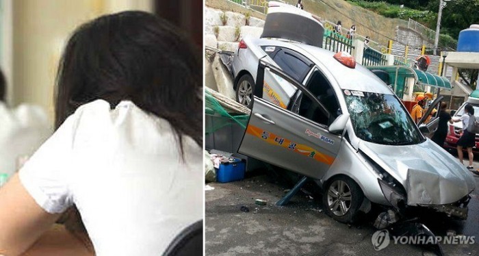 여고생 3명 태운 택시, 브래이크 고장으로 3m 아래로 추락