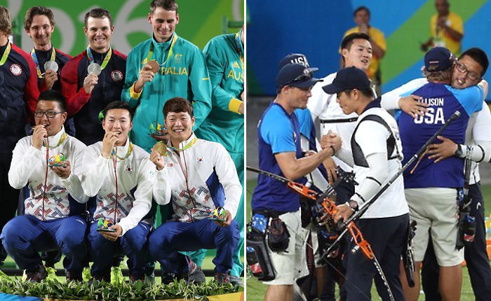 양궁 결승전서 한국팀에 패배한 미국 선수들이 한 행동 (영상)