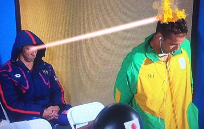 라이벌 보고 ‘뾰로통’한 표정 지었다 패러디되고 있는 펠프스 (사진)