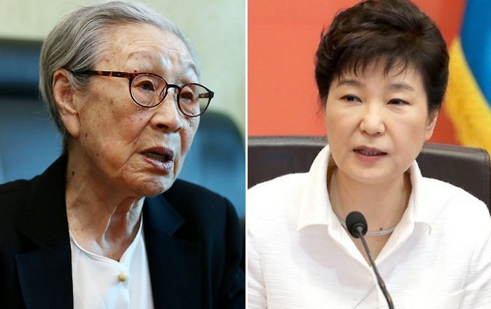 김복동 할머니 “박근혜, 우리 팔아먹어…국민 보호할 대통령 뽑아야”