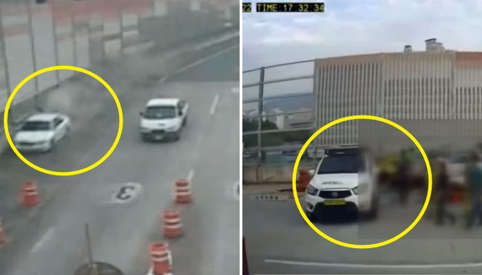 무너진 고속도로 요금소에서 여직원 구한 레커차 운전자 (영상)