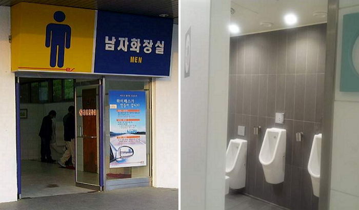 입구서 소변보는 모습 다 보이는 우리나라 남자화장실
