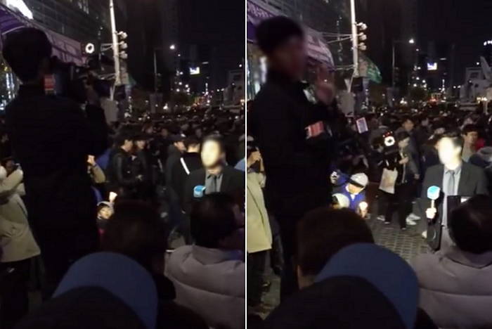 ‘촛불집회’ 취재중 시민들에게 욕 먹고 철수한 MBC 기자들 (영상)