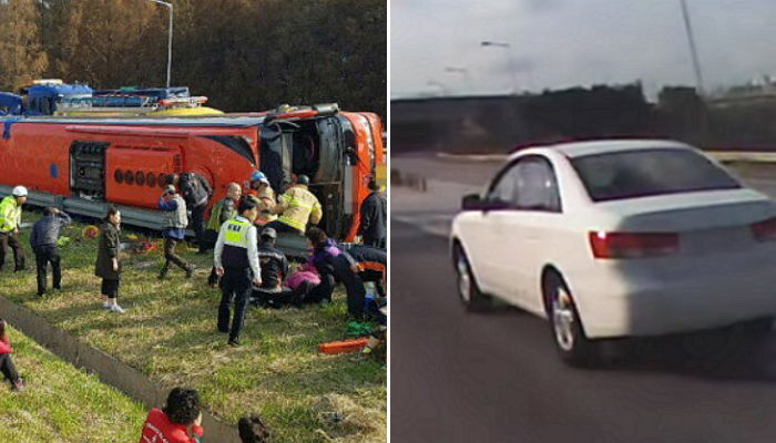 <속보> 관광버스 사고 유발 쏘나타 운전자 긴급 체포
