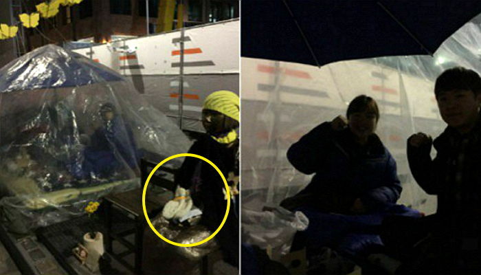 일본대사관 앞에서 316일째 ‘소녀상 지킴이’하는 대학생들