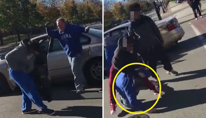 트럼프 찍었다는 ‘노인’ 붙잡아 무차별 폭행하는 청년들 (영상)