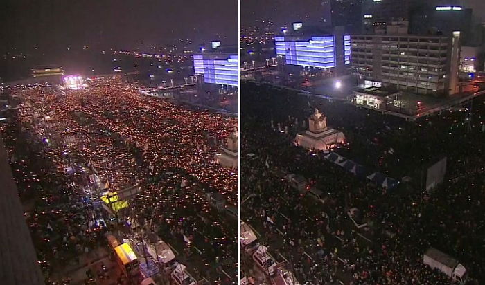 8시가 되자 시민들은 일제히 촛불을 껐다