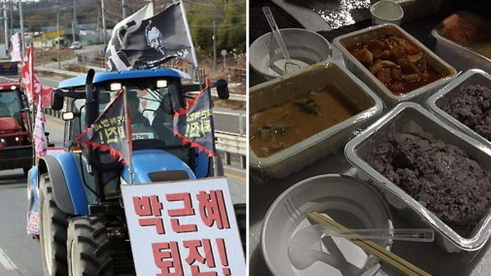 ‘박근혜 하야’ 외치려 트랙터 몰고 온 농민들 위해 식사 준비한 시민들