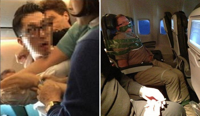 외국 항공사 기내에서 술취해 난동부리면 이렇게 된다