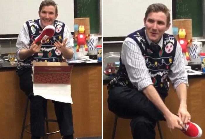 제자에게 빨간색 ‘반스’ 운동화 선물 받은 선생님의 반응 (영상)