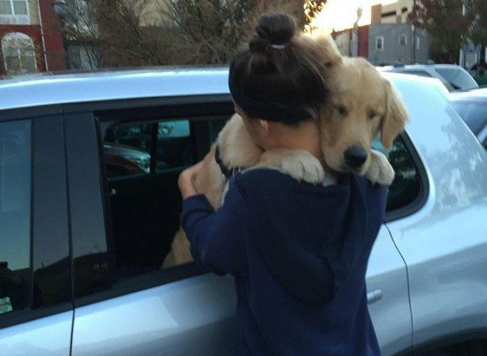 “가지마세요” 학교 가는 주인 꼭 끌어안은 리트리버