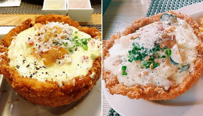 그릇까지 모두 먹을 수 있는 ‘돈가스 까르보나라’