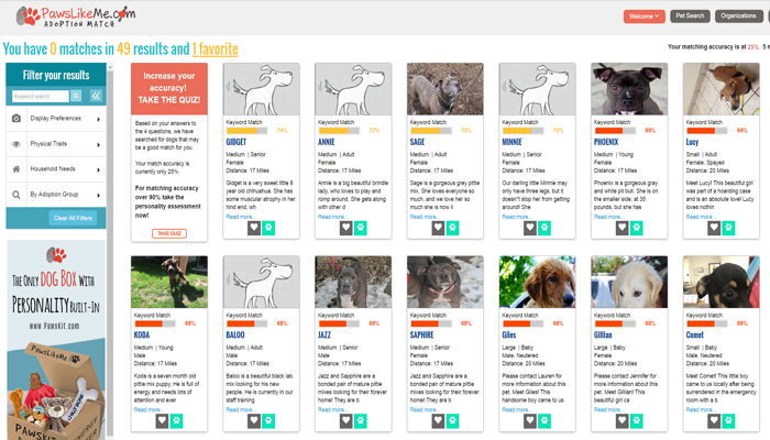 자신과 딱 맞는 ‘유기견 이상형’ 매치해주는 웹사이트