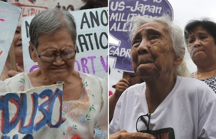 아베 총리 방문에 시위 나선 ‘필리핀 위안부 할머니들’