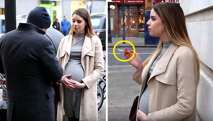 “담배 빌려달라”는 임신부를 본 시민들의 반응 (영상)