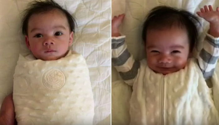 포대기서 벗어나면 쭉쭉 ‘기지개’ 펴는 생후 5개월 아기 (영상)