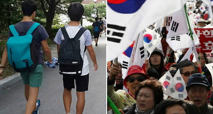 “박근혜는 탄핵당했다”고 말한 고등학생들 폭행한 남성들