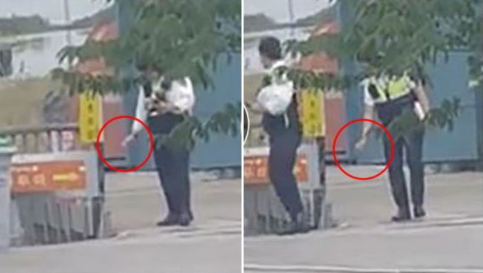 시민들 앞에서 ‘길빵’한 후 담배꽁초 무단투기 하는 경찰들