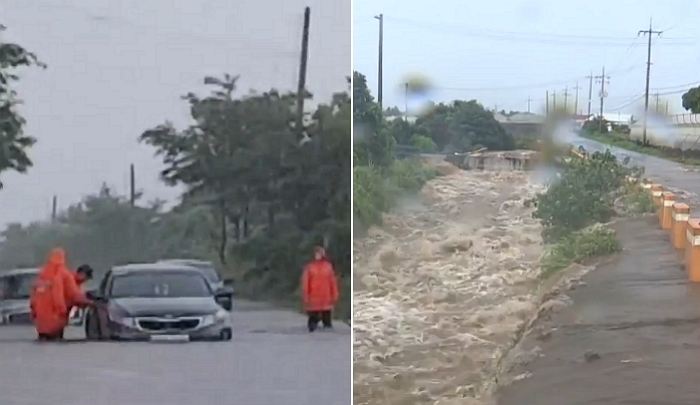 폭염 주의보에 폭우내려 ‘물 폭탄’ 맞은 제주도 상황