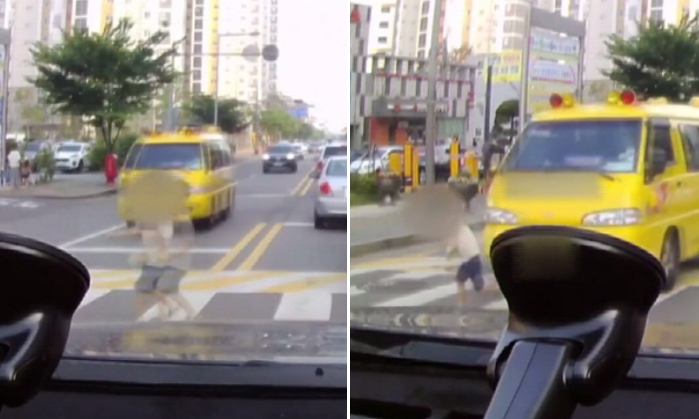 신호등 없는 횡단보도 뛰어 건너다 간발의 차로 목숨 구한 어린이