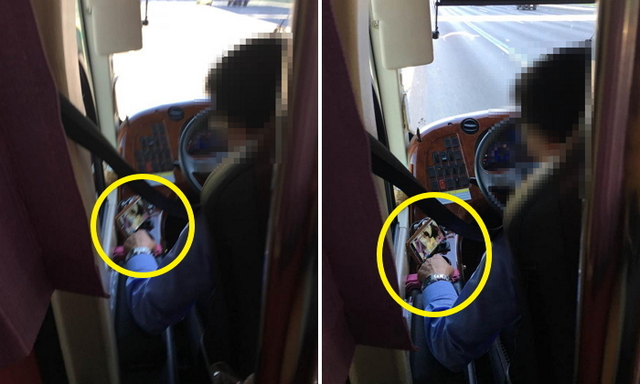 스마트폰으로 동영상 보며 광역버스 운전하는 버스기사