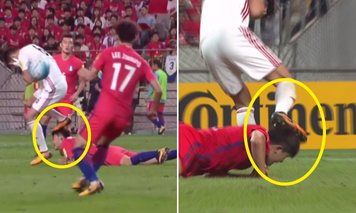 고의로 김민재 선수 머리 밟아 ‘퇴장’당한 이란 선수 (영상)