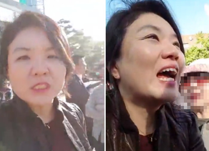 태극기 집회 응원갔다 ‘태극기’로 맞고 눈물 흘린 자한당 최고위원