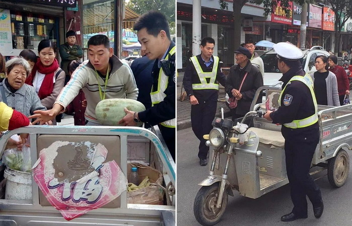 장사 접을 위기 처한 할아버지 위해 20분 만에 ‘채소 완판’시킨 경찰들