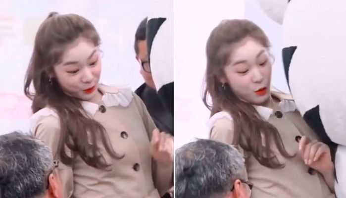 머리 큰 ‘수호랑’과 부딪히고 깜짝 놀란 ‘피겨퀸’ 김연아 (영상)