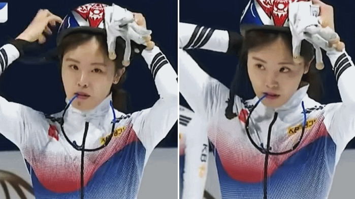 세계선수권에서 또 고글 물고 등장해 팬들 설레게 한 김아랑 (영상)