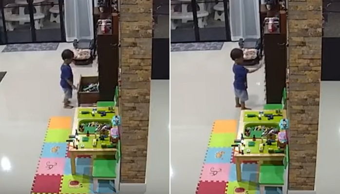 엄마 없는 사이 혼자 장난치다가 ‘4층 서랍장’에 깔릴뻔한 꼬마