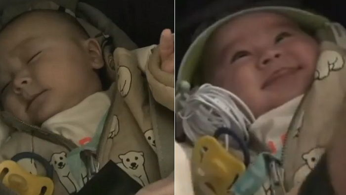 잠투정 1도 없이 눈 뜨자마자 아빠 향해 빵긋빵긋 웃는 ‘귀요미’ 벤틀리