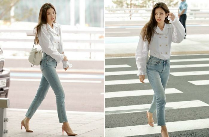 귀티 뚝뚝 떨어지는 미모로 공항 패션 ‘레전드’ 갱신한 ‘인간 샤넬’ 제니