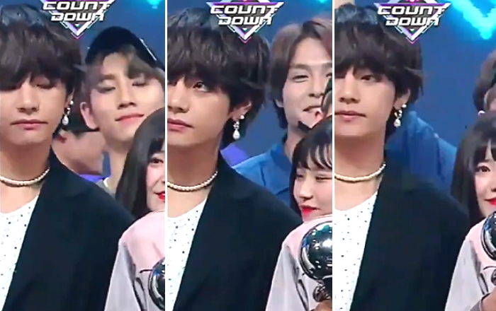 1위 결과 봐놓고 티 안 내려 다른 곳으로 ‘눈 시선처리’ 옮기는 방탄소년단 뷔